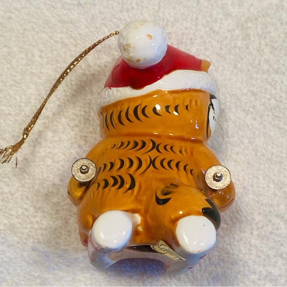 Christmas Garfield Enesco Santa Hat Candy Cane Skis With Poles Ceramic Vintage - Picture 5 of 12